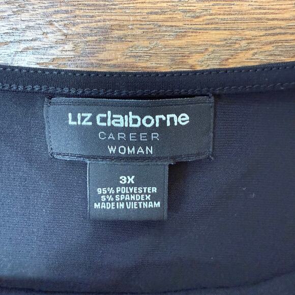 Liz Claiborne Career Woman Black Short Sleeve Top 3X Liquid Knit Short Sleeve - Picture 4 of 7